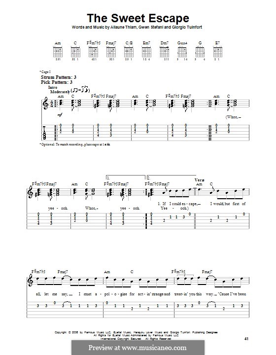 The Sweet Escape (Gwen Stefani featuring Akon): Para guitarra (versão facil) by Aliaune Thiam, Giorgio Tuinfort