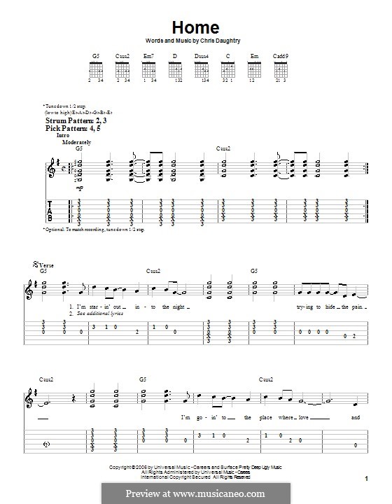 Home (Daughtry): Para guitarra (versão facil) by Chris Daughtry