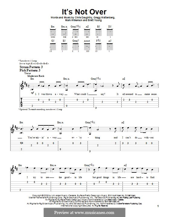 It's Not Over (Daughtry): Para guitarra (versão facil) by Brett Young, Chris Daughtry, Gregg Wattenberg, Mark Wilkerson