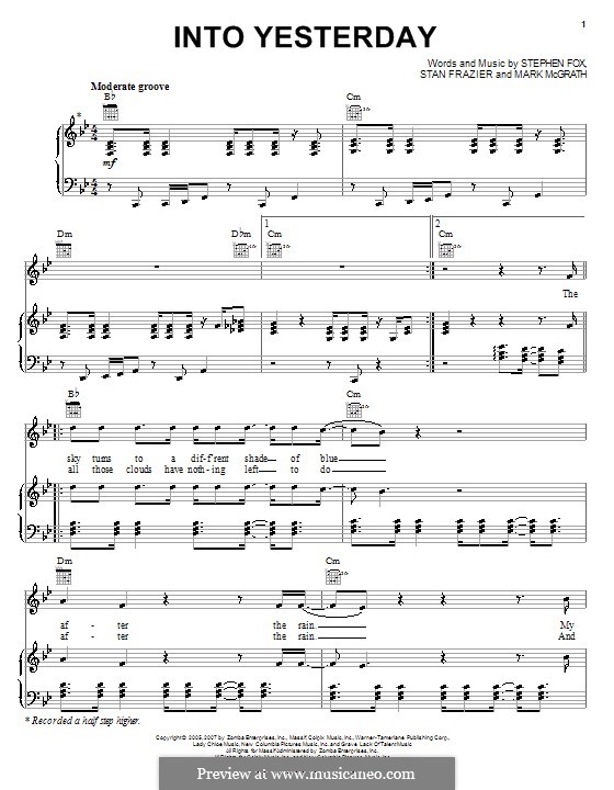 Into Yesterday: Para vocais e piano (ou Guitarra) by Sugar Ray
