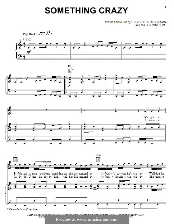 Something Crazy: Para vocais e piano (ou Guitarra) by Matt Bronleewe