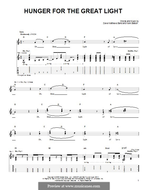 Hunger for the Great Light (Dave Matthews Band): Para guitarra com guia by Mark Batson
