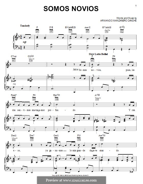 Somos Novios: Para vocais e piano (ou Guitarra) by Andrea Bocelli