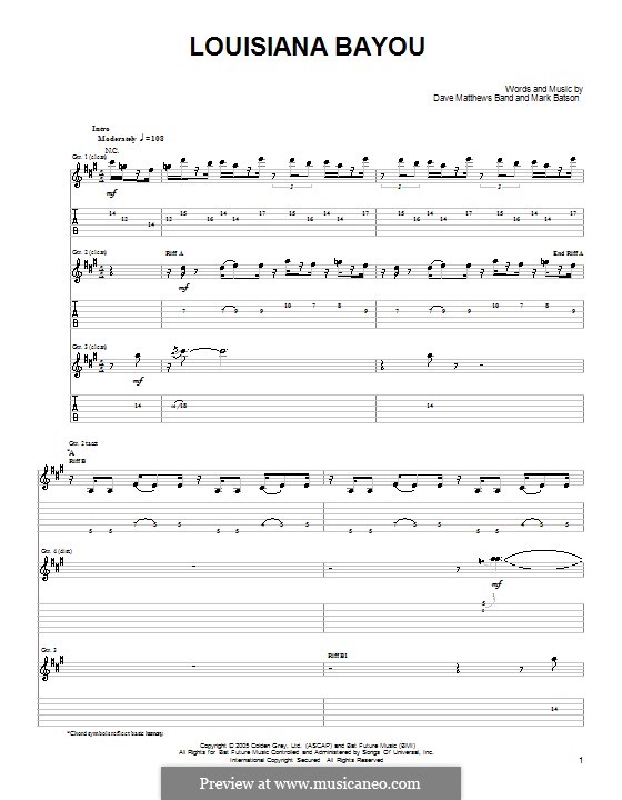 Louisiana Bayou (Dave Matthews Band): Para guitarra com guia by Mark Batson