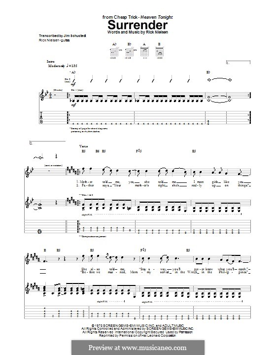 Surrender (Cheap Trick): Para guitarra com guia by Rick Nielsen