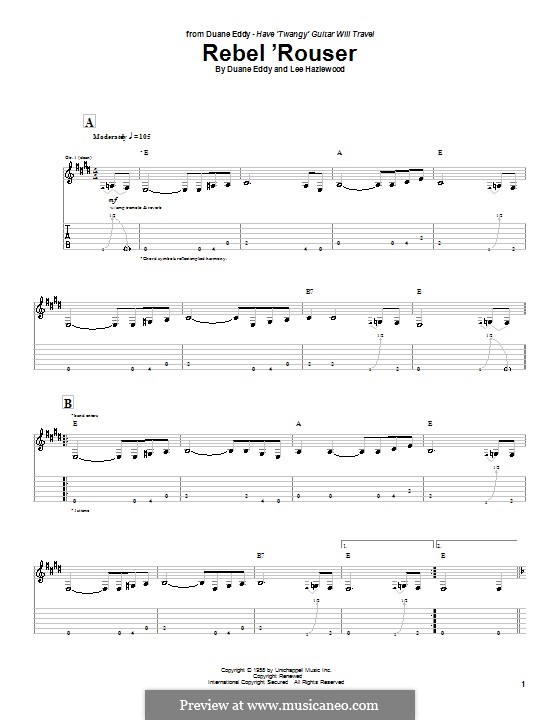 Rebel 'Rouser (Duane Eddy): Para guitarra com guia by Lee Hazlewood