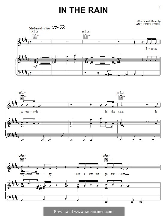 In the Rain: Para vocais e piano (ou Guitarra) by Anthony Hester