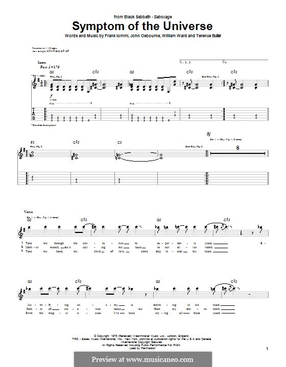 Symptom of the Universe (Black Sabbath): Para guitarra com guia by Geezer Butler, Ozzy Osbourne, Tony Iommi, Bill Ward