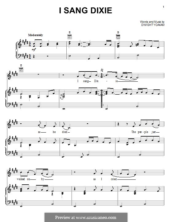 I Sang Dixie: Para vocais e piano (ou Guitarra) by Dwight Yoakam
