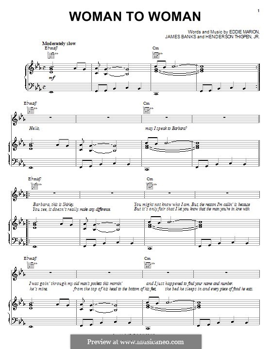 Woman to Woman (Shirley Brown): Para vocais e piano (ou Guitarra) by Eddie Marion, Henderson Thigpen Jr., James Banks