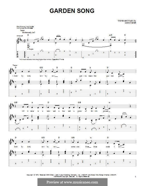 Garden Song: para guitarras com guia by David Mallet
