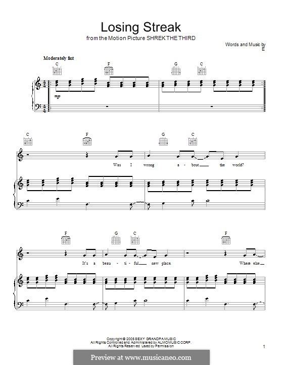 Losing Streak: Para vocais e piano (ou Guitarra) by Eels