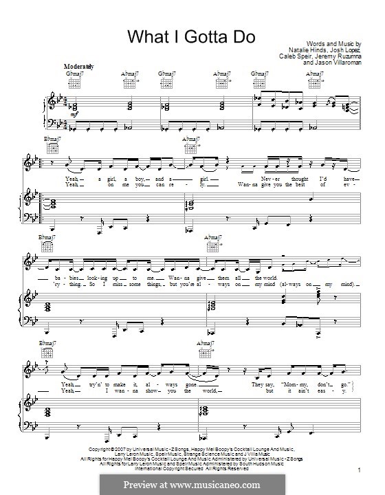 What I Gotta Do: Para vocais e piano (ou Guitarra) by Caleb Speir, Jason Villaroman, Jeremy Ruzumna, Joshua Lopez, Natalie Hinds