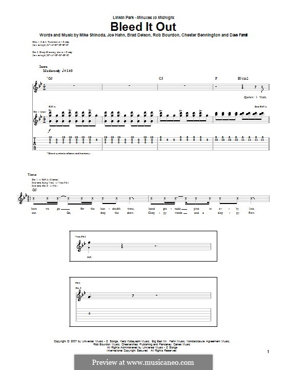 Bleed It Out (Linkin Park): Para guitarra com guia by Brad Delson, Charles Bennington, David Farrell, Joseph Hahn, Mike Shinoda, Rob Bourdon