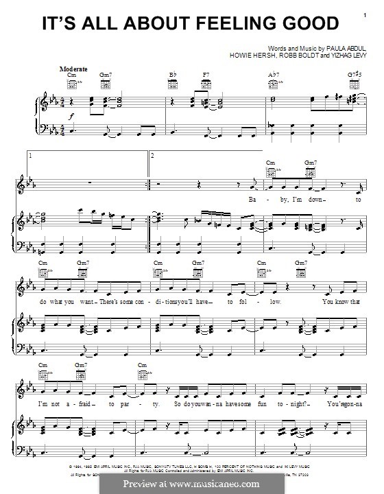 It's All About Feeling Good (Paula Abdul): Para vocais e piano (ou Guitarra) by Howie Hersh, Robb Boldt, Yizhag Levy