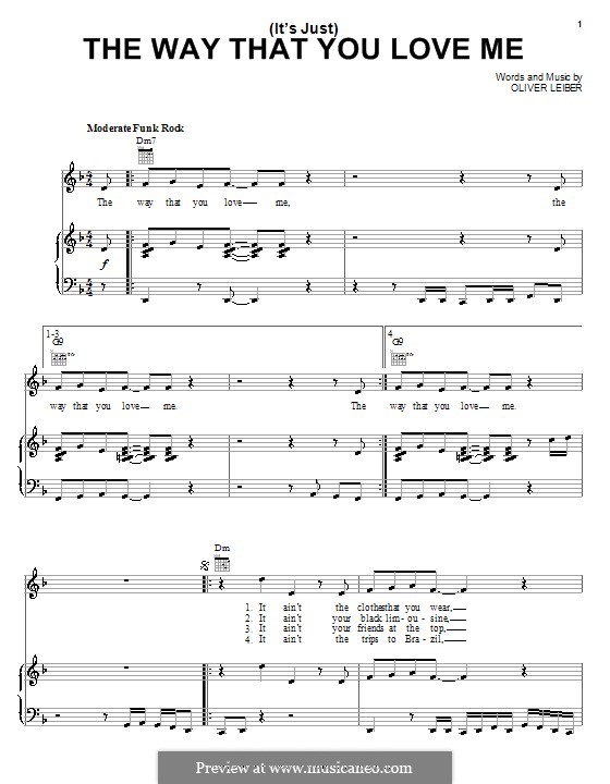 (It's Just) The Way That You Love Me: Para vocais e piano (ou Guitarra) by Oliver Leiber