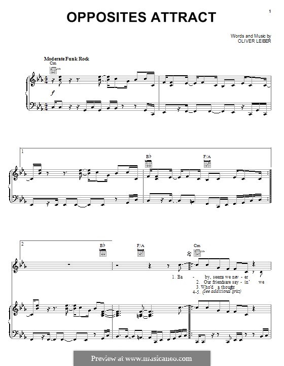 Opposites Attract: Para vocais e piano (ou Guitarra) by Oliver Leiber