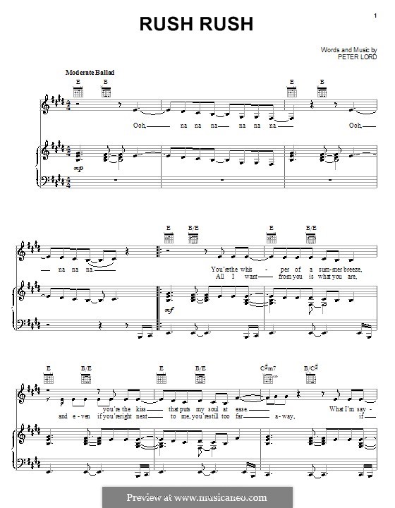 Rush Rush: Para vocais e piano (ou Guitarra) by Peter Lord