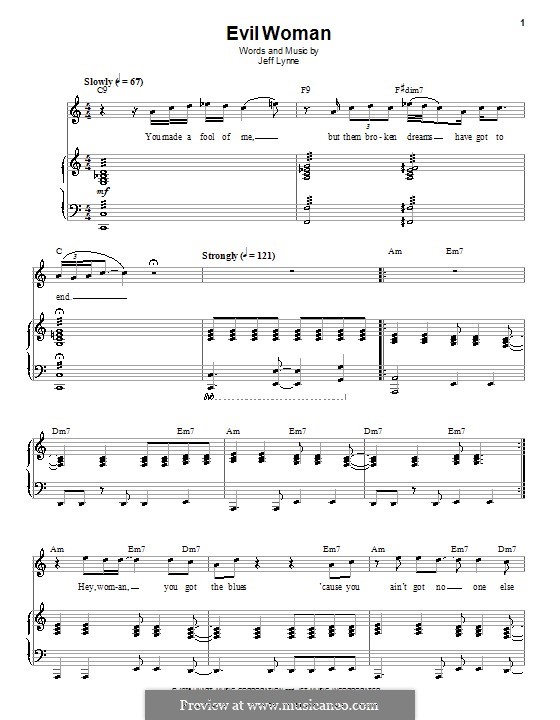 Evil Woman (Electric Light Orchestra): Para vocais e piano (ou Guitarra) by Jeff Lynne