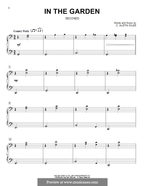 In the Garden: para piano de quadro mãos by Charles Austin Miles