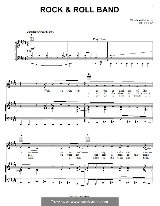 Rock & Roll Band (Boston): Para vocais e piano (ou Guitarra) by Tom Scholz