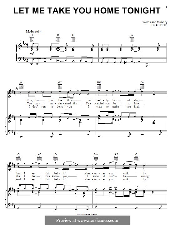 Let Me Take You Home Tonight (Boston): Para vocais e piano (ou Guitarra) by Brad Delp