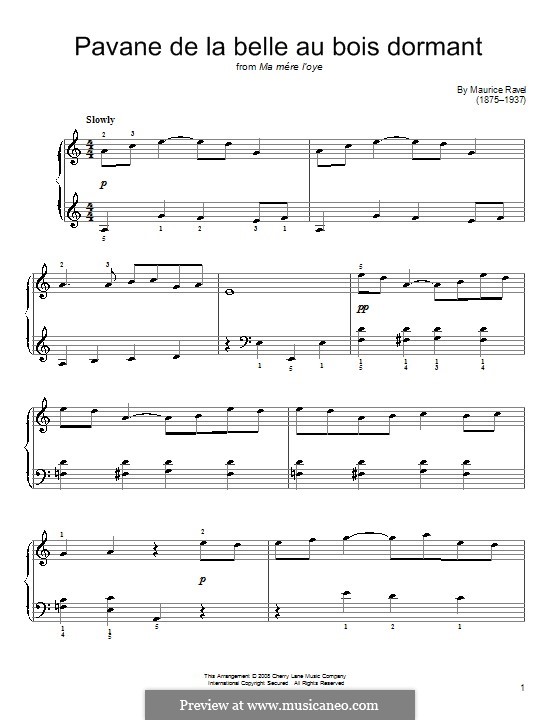 Pavane pour une infante défunte (Pavane for a Dead Princess), M.19: Facil para o piano by Maurice Ravel