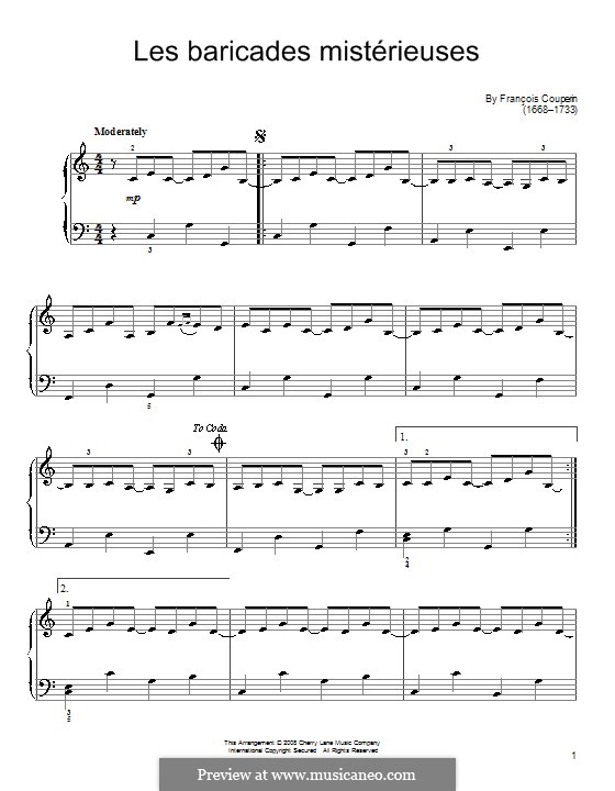Les baricades misterieuses: Para Piano by François Couperin