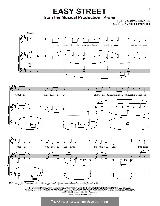 Easy Street (from Annie): Para vocais e piano (ou Guitarra) by Charles Strouse
