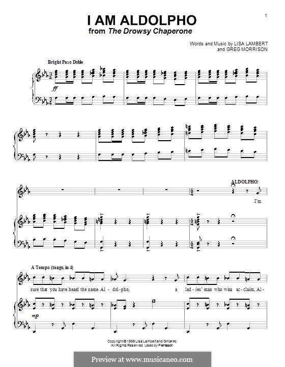 I am Aldolpho: Para vocais e piano (ou Guitarra) by Greg Morrison