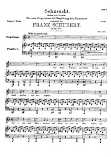 Sehnsucht (Longing), D.879 Op.105 No.4: For voice and piano (d minor) by Franz Schubert
