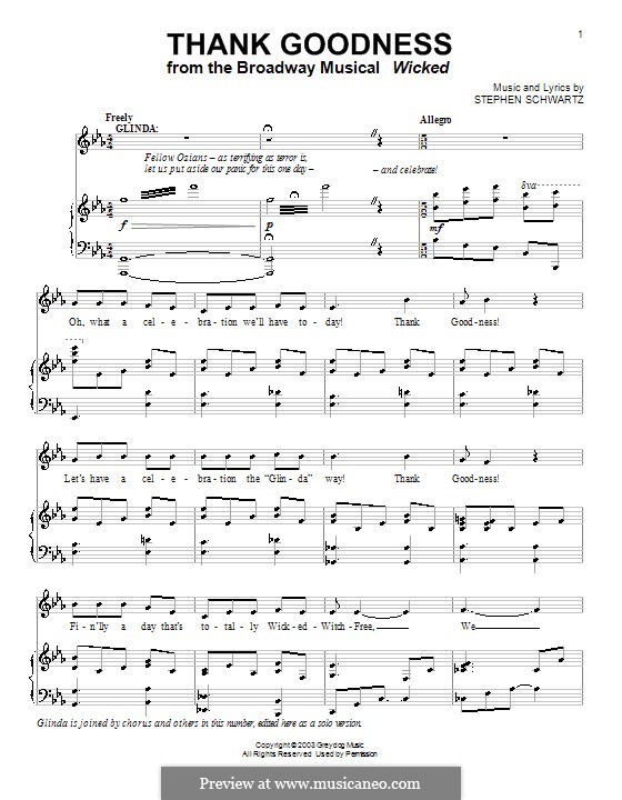 Thank Goodness: Para vocais e piano (ou Guitarra) by Stephen Schwartz