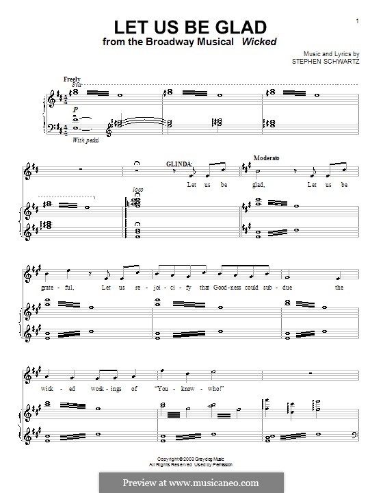 Let Us Be Glad: Para vocais e piano (ou Guitarra) by Stephen Schwartz