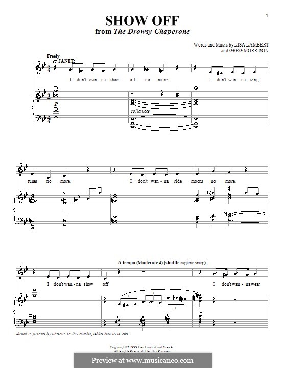 Show Off (from The Drowsy Chaperone): Para vocais e piano (ou Guitarra) by Greg Morrison