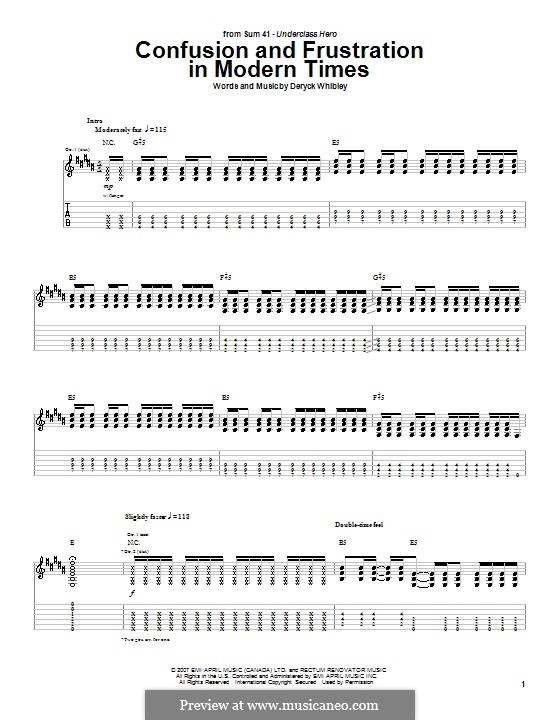 Confusion and Frustration in Modern Times (Sum 41): Para guitarra com guia by Deryck Whibley