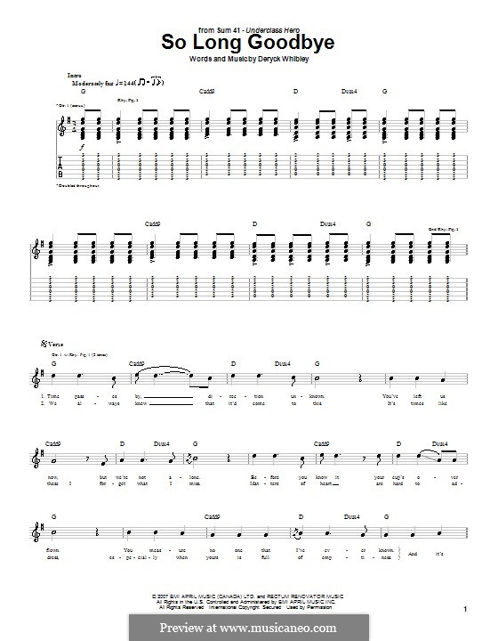 So Long Goodbye (Sum 41): Para guitarra com guia by Deryck Whibley