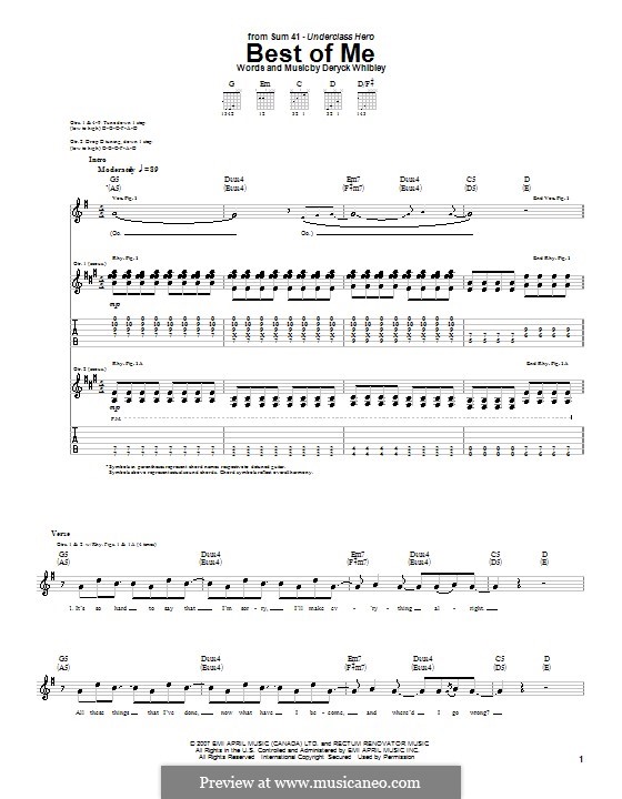Best of Me (Sum 41): Para guitarra com guia by Deryck Whibley