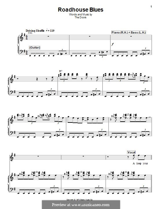 Roadhouse Blues: Para vocais e piano (ou Guitarra) by The Doors