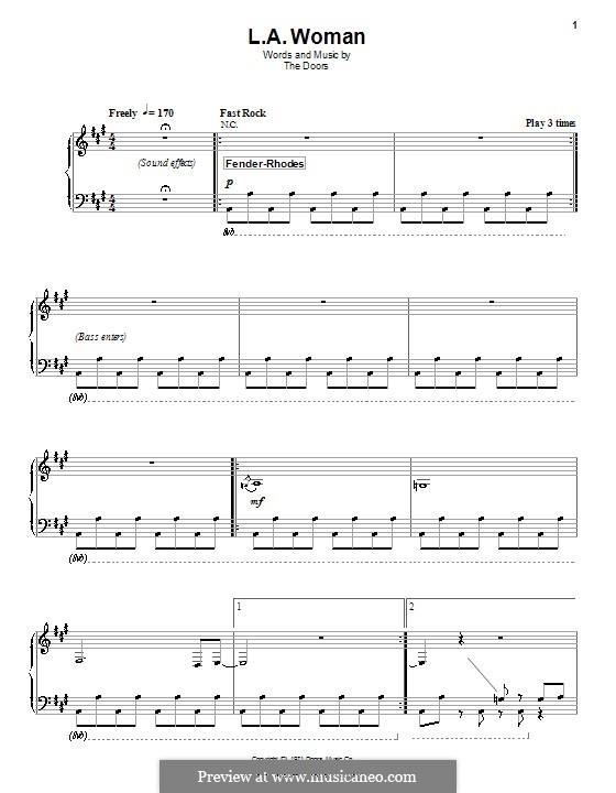 L.A. Woman: Para vocais e piano (ou Guitarra) by The Doors
