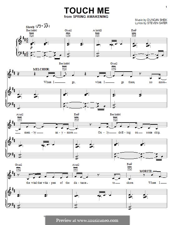 Touch Me: Para vocais e piano (ou Guitarra) by Duncan Sheik