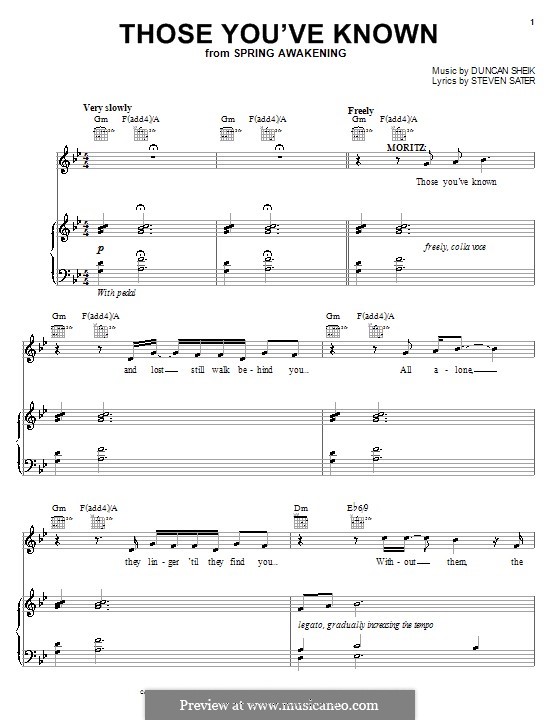 Those You've Known: Para vocais e piano (ou Guitarra) by Duncan Sheik