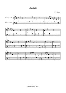 Menuet: For trumpet and baritone horn by Johann Krieger