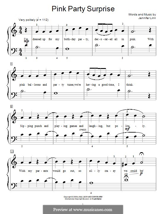 Pink Party Surprise: Para Piano by Jennifer Linn
