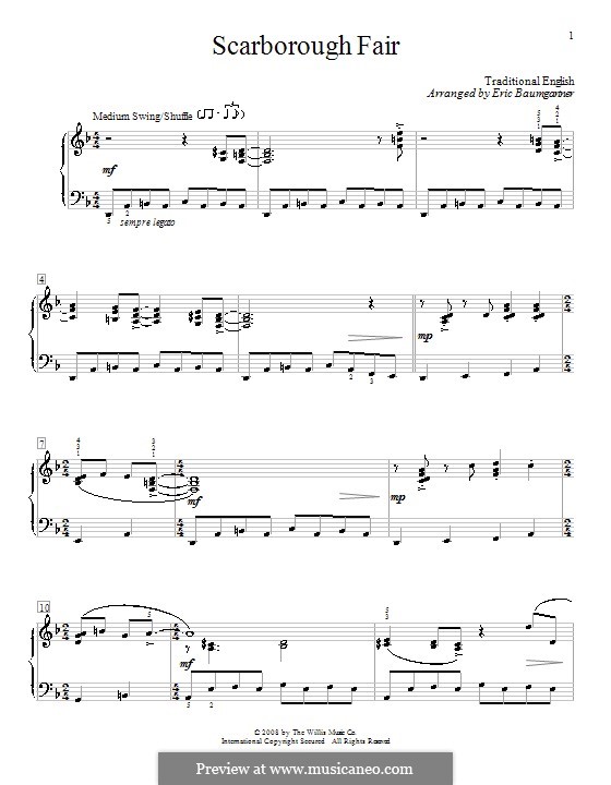 Scarborough Fair (Ptintable scores): Para Piano by folklore