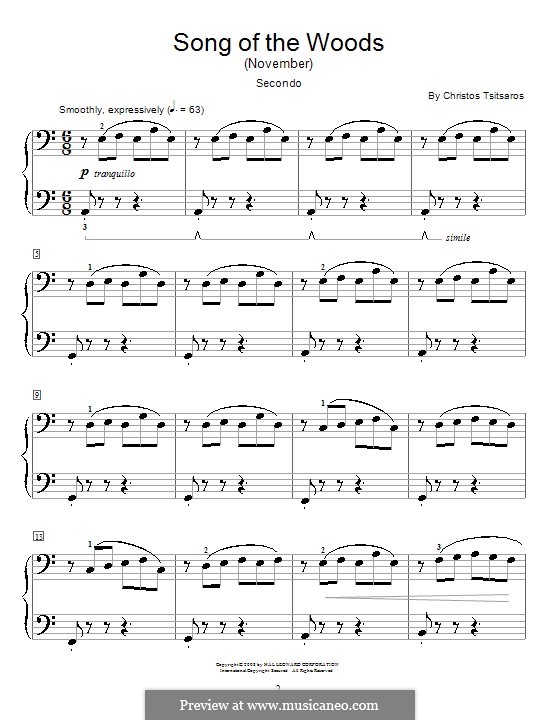 Song of the Woods (November): Para Piano by Christos Tsitsaros
