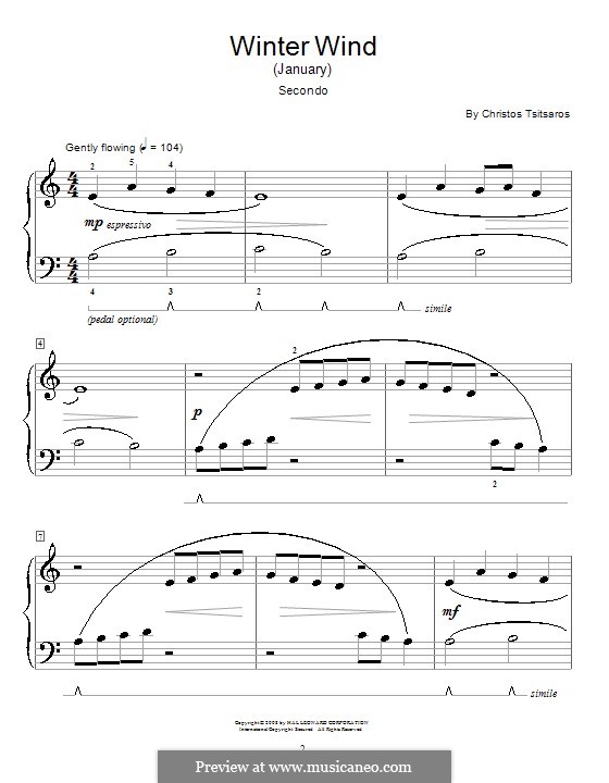 Winter Wind (January): Para Piano by Christos Tsitsaros