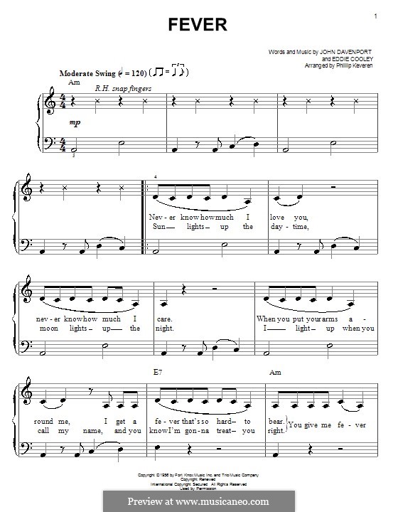 Fever: Facil para o piano by Eddie Cooley, John Davenport