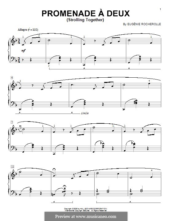 Promenade á deux (Strolling Together): Para Piano by Eugénie Rocherolle