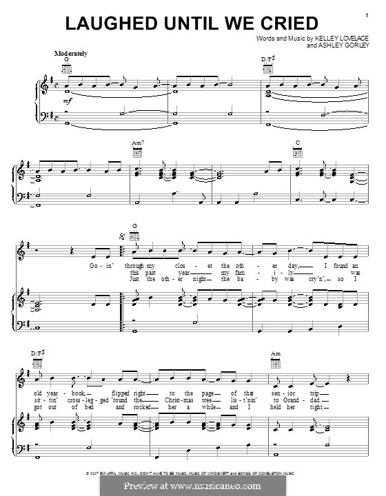 Laughed Until We Cried (Jason Aldean): Para vocais e piano (ou Guitarra) by Ashley Gorley, Kelley Lovelace