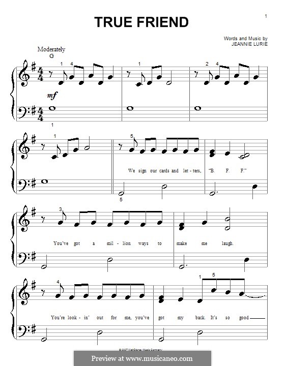 True Friend (Hannah Montana): para piano (versão facil) by Jeannie Lurie